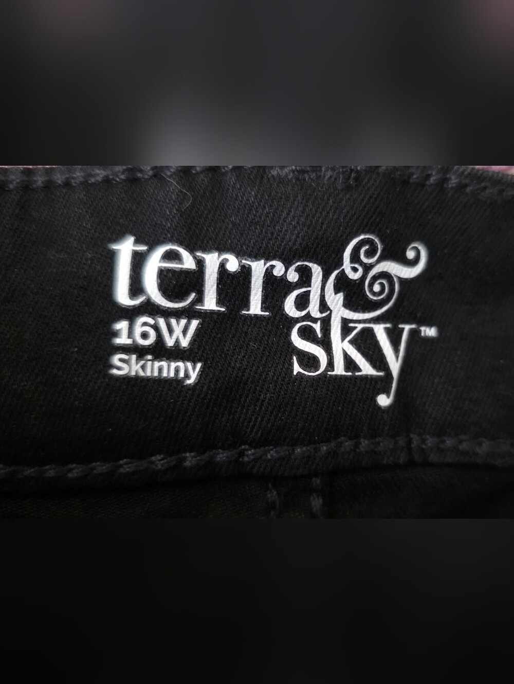 NWT Terra & Sky Black Denim Womens Plus 16W High-Rise 5 Pocket Skinny Jeans - Picture 4 of 6